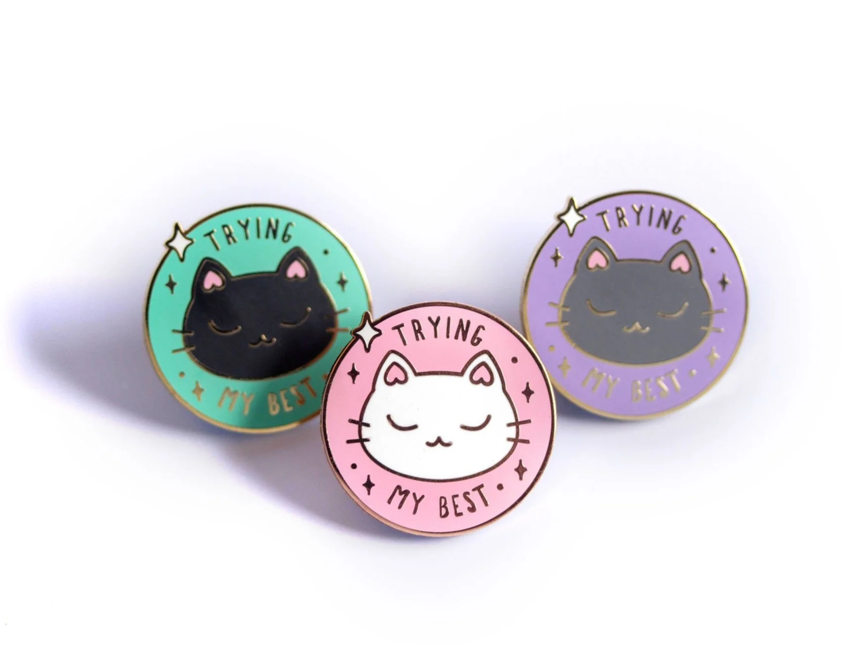 Trying My Best Cat Enamel Pins