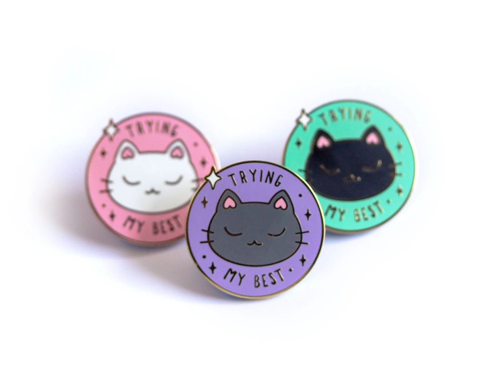 Trying My Best Cat Enamel Pins - Image 3